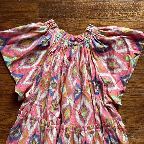 Charina Sarte Pink, Gold, Purple and Cream Geometric Tiered Swing Dress - Picture 6 of 7